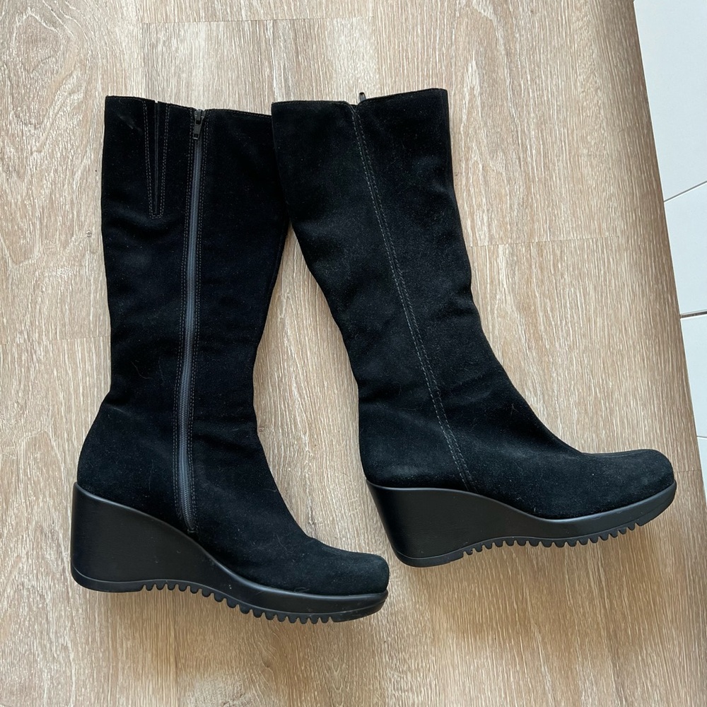 Black Suede Platform Boots